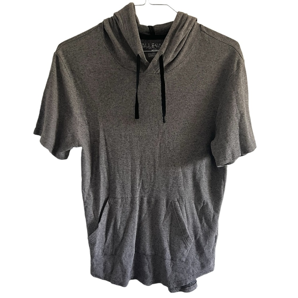 Men’s Grey Short Sleeve Lightweight Hoodie Extra Length